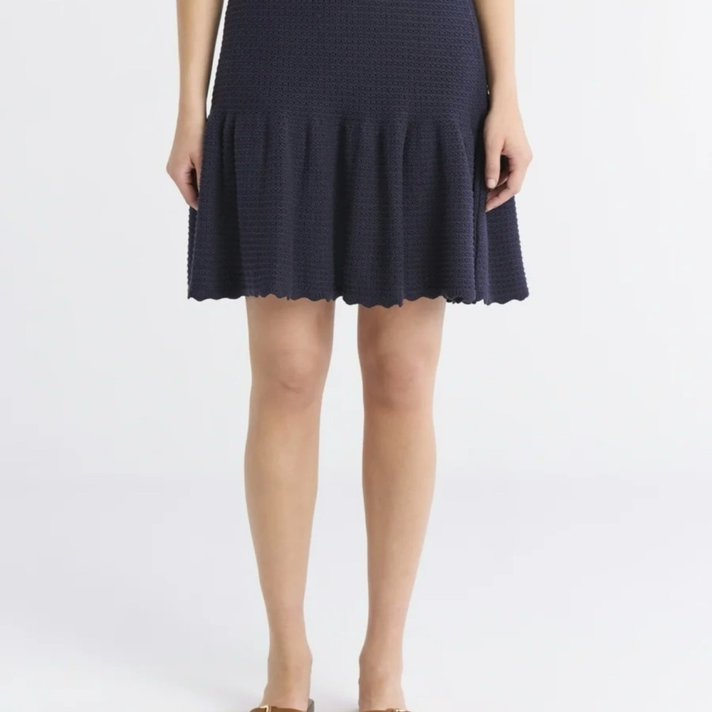 Free Assembly Women's Darkest Navy Pointelle Sweater Mini Skirt, Size Large